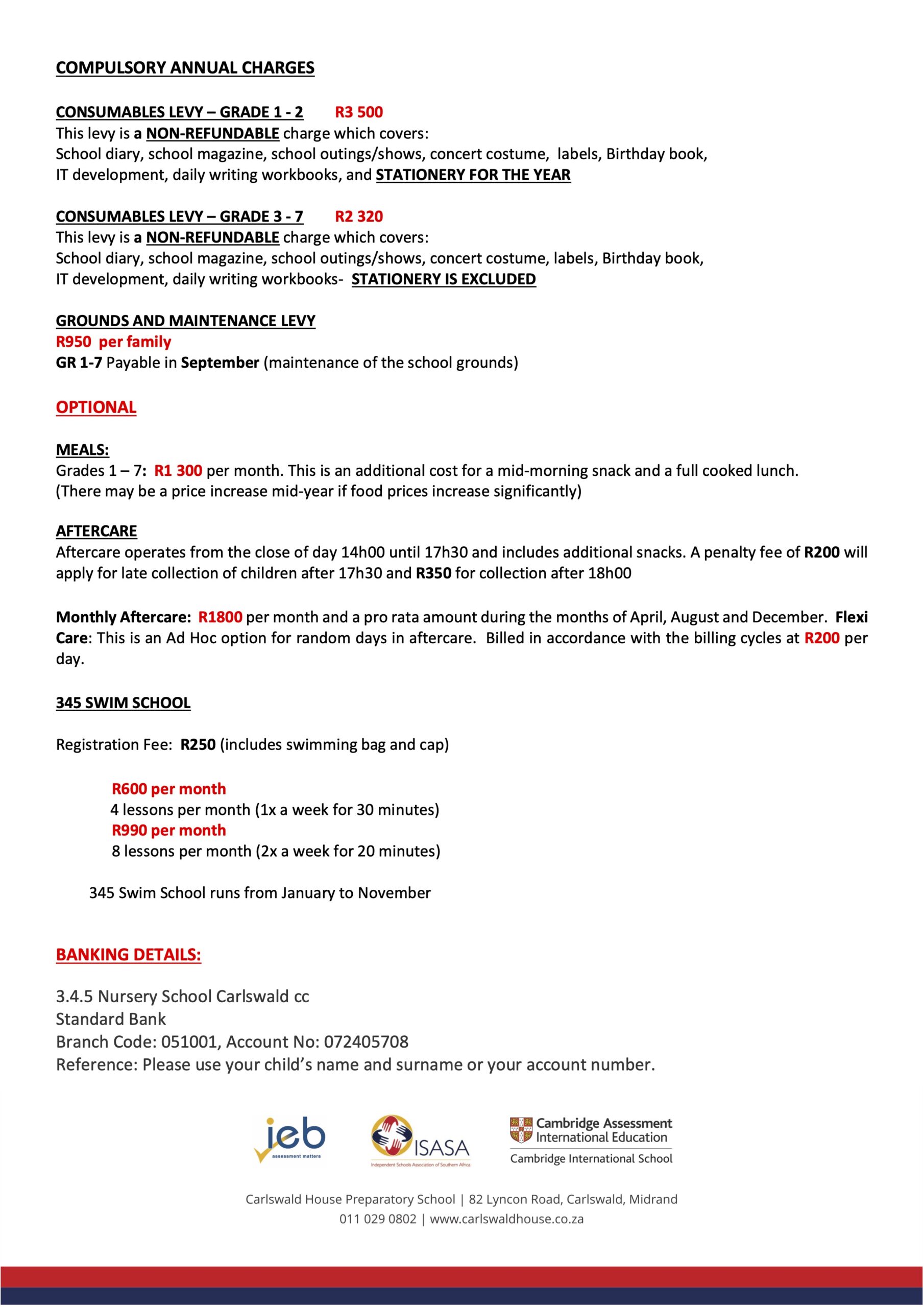 Carlswald House Preparatory School Midrand Fees-2025